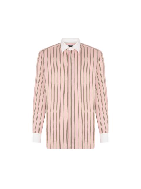 OXFORD STRIPE SILK JACQUARD CONTRAST FLUID FIT SHIRT