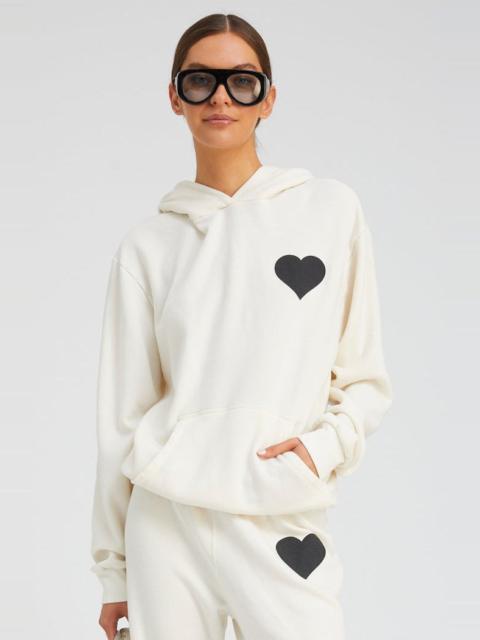 CREME WITH BLACK HEART HOODIE