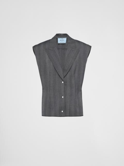 Single-breasted pinstripe wool vest