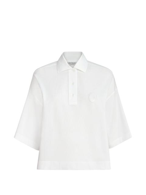 stretch cotton piqué polo shirt with logo
