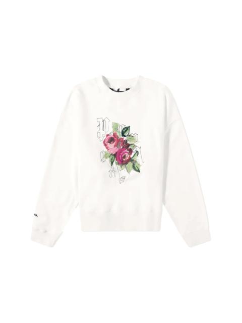 Palm Angels x END Big Rose Crewneck Sweatshirt White