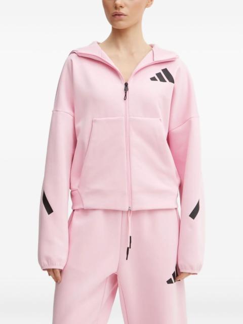 logo-detail zip-up hoodie