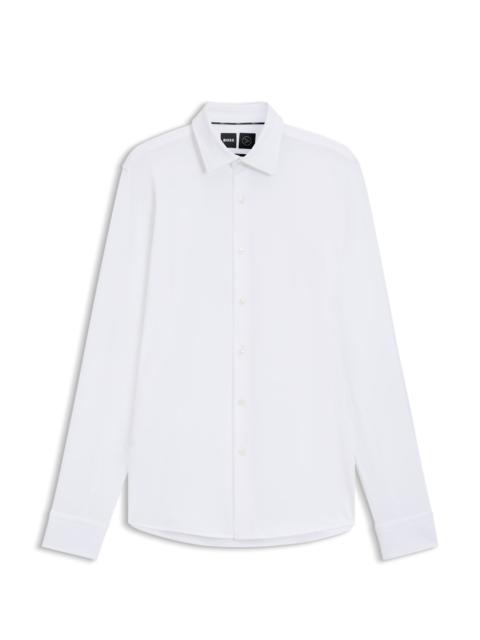SLIM-FIT SHIRT IN STRUCTURED PERFORMANCE-STRETCH JERSEY