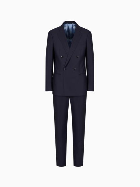 SOHO LINE DOUBLE-BREASTED PINSTRIPED SUIT IN VIRGIN WOOL