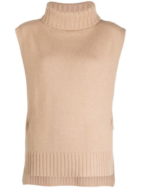 roll-neck sleeveless jumper