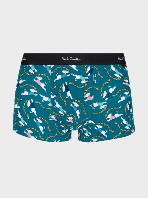 Teal 'Sausage Dogs' Print Boxer Briefs
