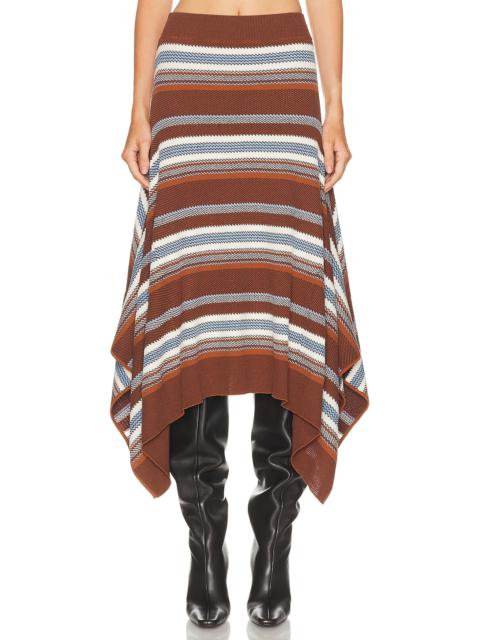 Striped Jacquard Cascade Midi Skirt