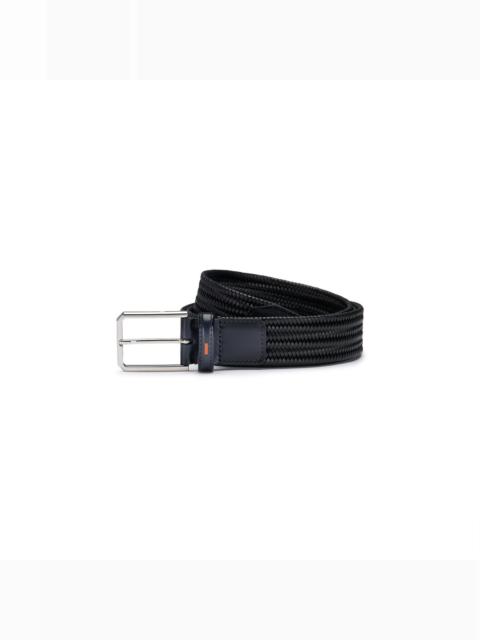 Black woven leather belt