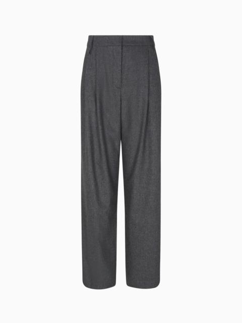 ICON WOOL FLANNEL TROUSERS WITH PLEATS