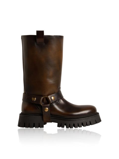 Kurt Chunky Sole Distressed Leather Boot brown