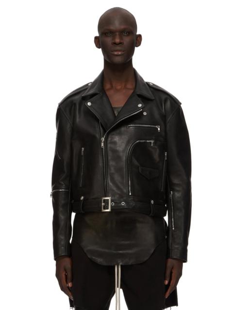 Cropped Buckled Leather Jacket