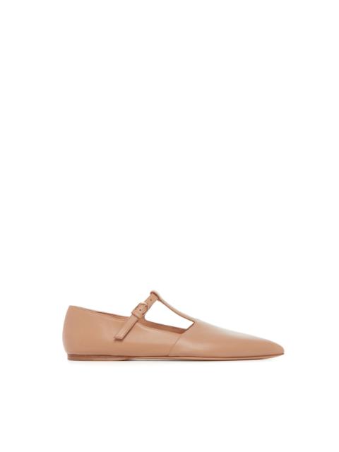 Lola Ballerina Flat in Dark Camel Nappa Leather