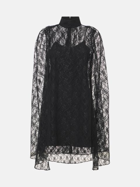 Caped floral lace minidress