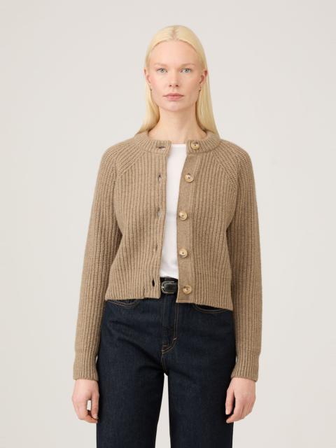 Ribbed Crew Neck Cardigan