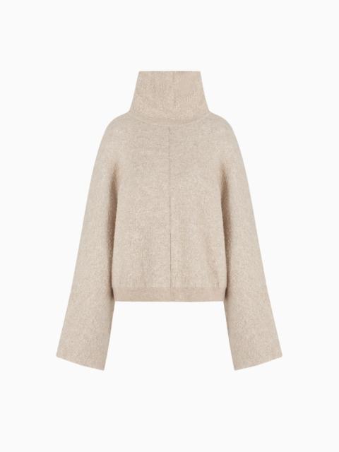 Viscose, cashmere and silk mock-neck jumper