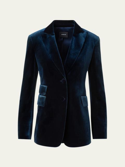 Percival Techno Velvet Stretch Single-Breasted Jacket