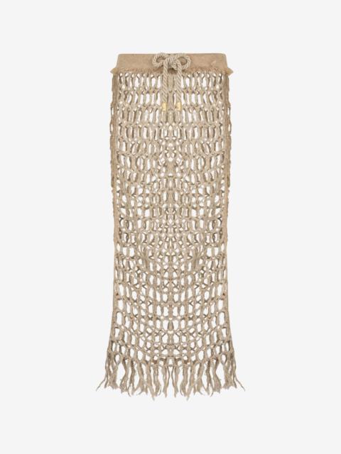 Long Mesh Skirt with Fringes