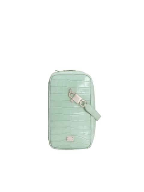 lock polished alligator handbag