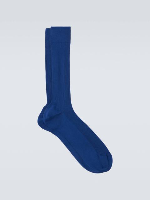 Ribbed-knit cotton socks