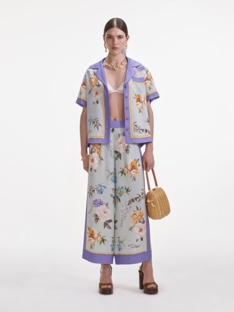 Blue Floral Viscose Trousers