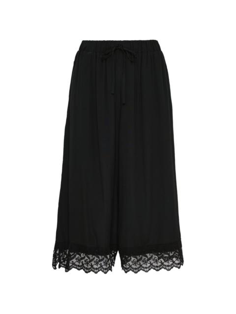 cropped lace trim trousers