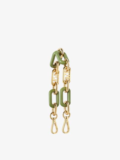 Mini Strap You Gold-color metal and green chain shoulder strap