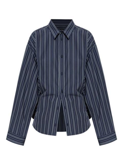 striped button-up shirt