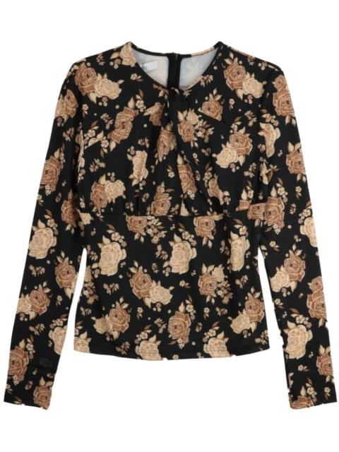 rose-print long-sleeve T-shirt