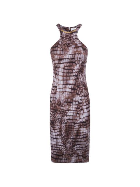 animal-print midi dress