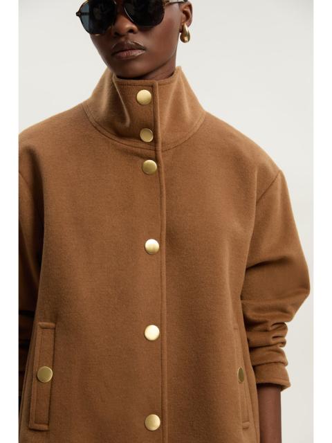 Brushed Wool  Funnel Neck Tailored Short Coat