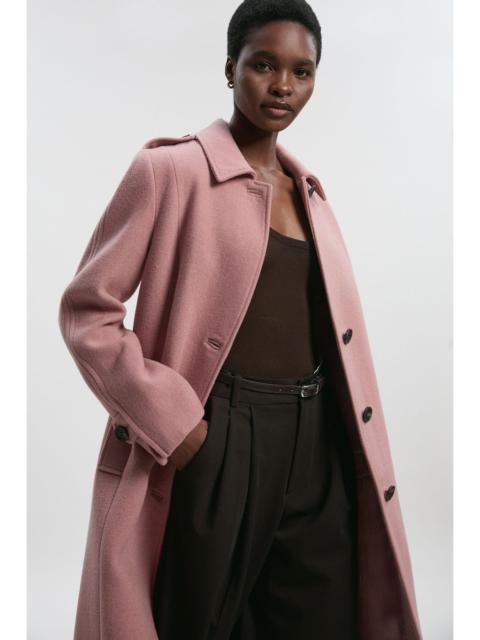 Wool Oversized Single Breasted Tailored Midi Coat