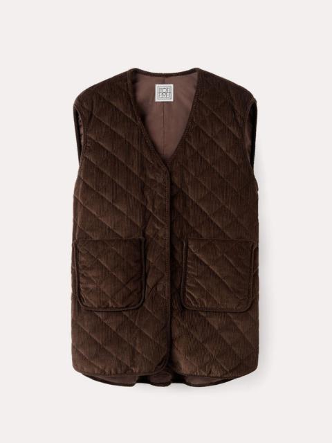 Quilted cord vest saddle brown
