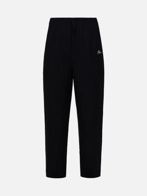 Seagull Embroidery Wool-mix Taper Pants