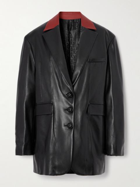 Oversized Two-tone Leather Jacket