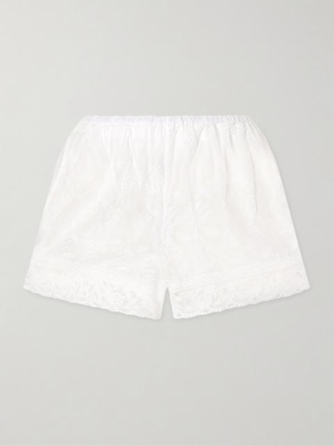 Floralie Embroidered Cotton-blend Shorts