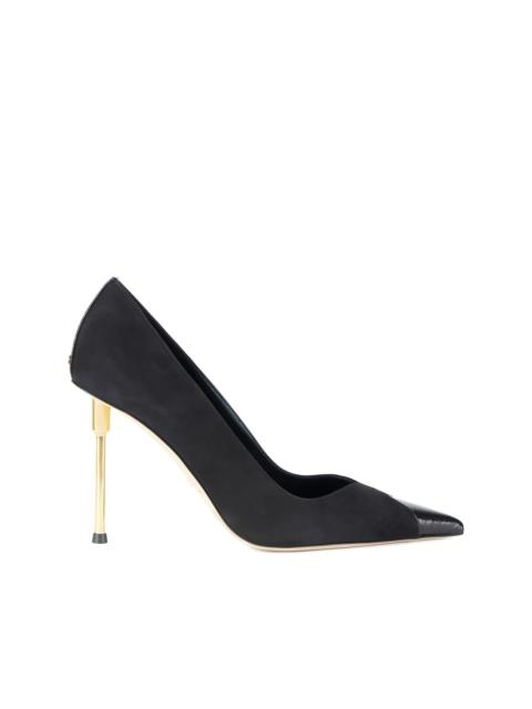 100mm sculpted heel leather pumps