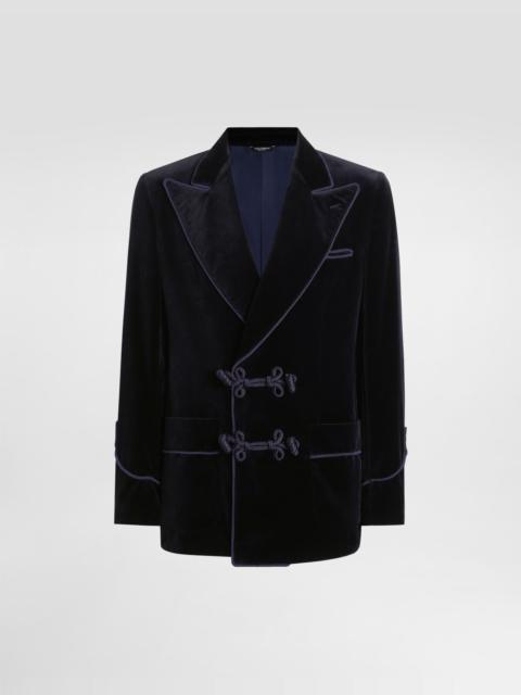 Double-breasted sicilia-light jacket in smooth velvet