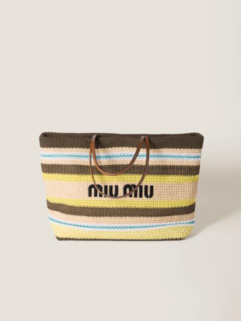 Raffia-effect woven tote bag