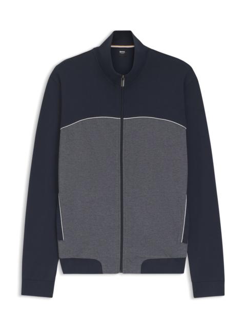 CONTRAST-PIPING JACKET IN A COTTON BLEND