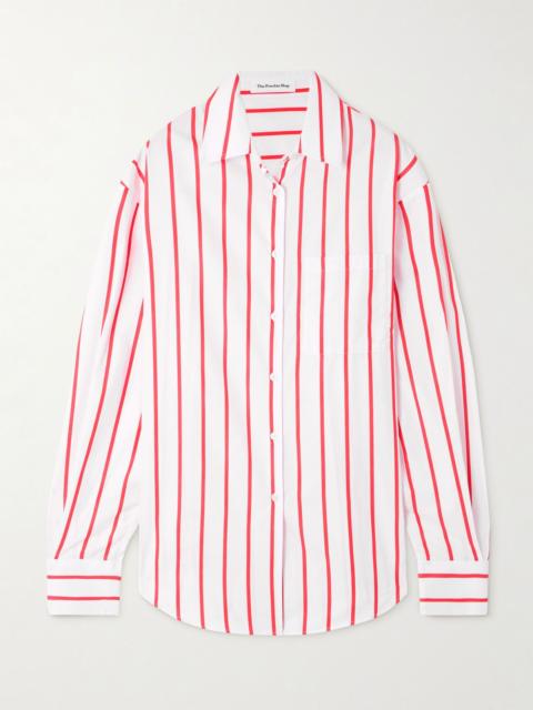 Lui oversized striped cotton-poplin shirt White