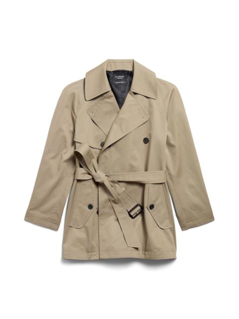 Women's Cocoon Short Trench in Beige