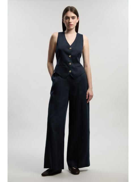 Tailored Linen Wide Leg Trouser