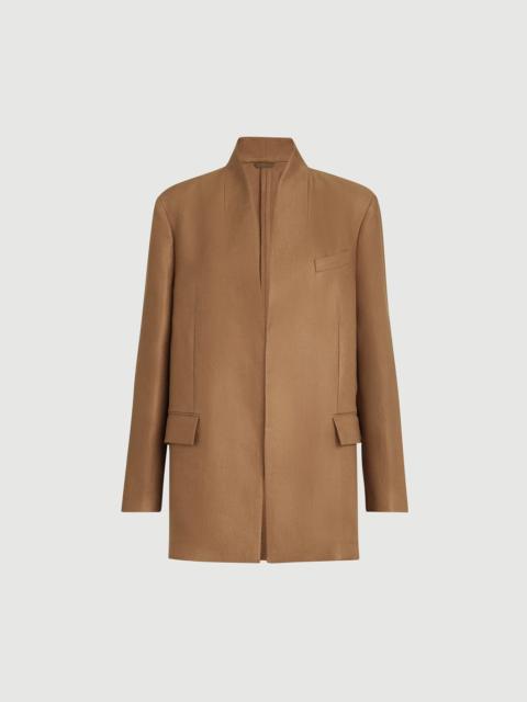 Linen diagonal blazer with monili