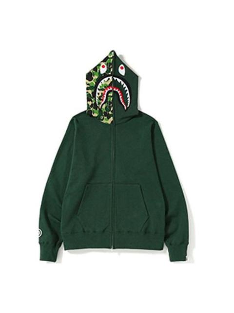 A Bathing Ape Shark Camo Full Zip Hoodie 'Forest Green' BAPE-SS19-4