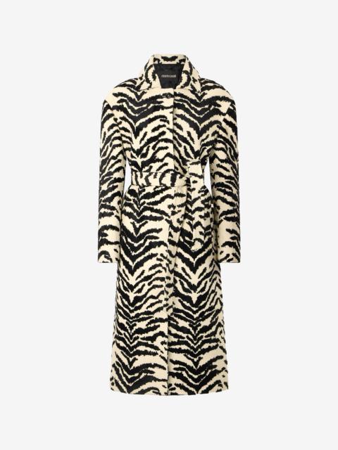 Coat With White Tigress Print