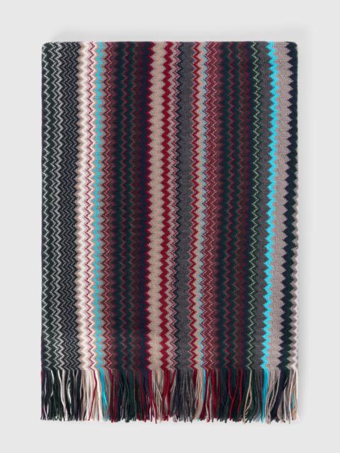 Zigzag wool scarf with fringes