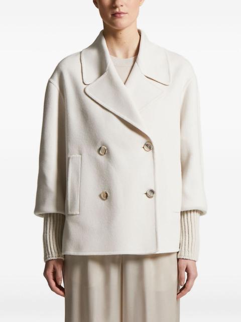 double-breasted ribbed-cuff coat
