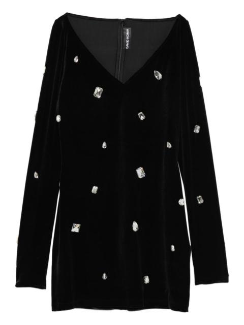 crystal-embellished V-neck dress