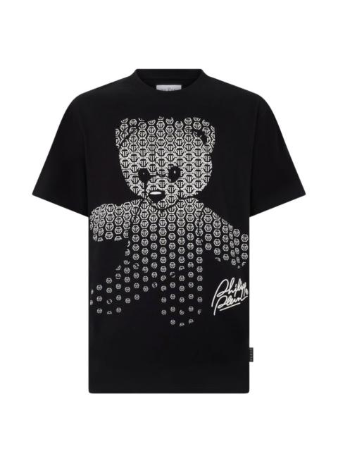 round-neck bear-print T-shirt