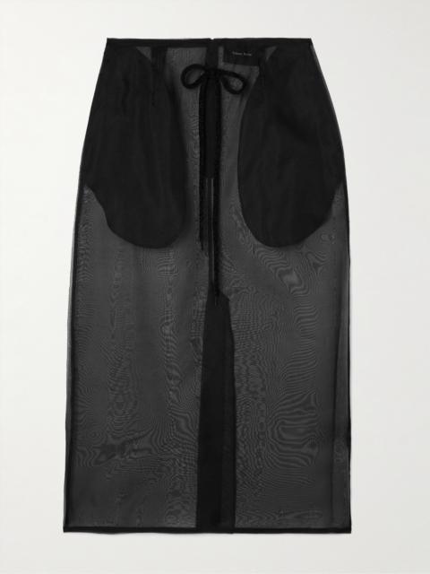 Bow-detailed Silk-organza Midi Skirt